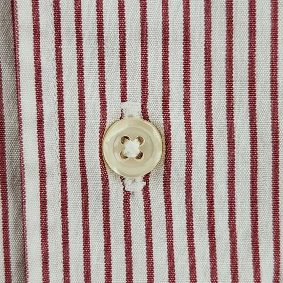 Gitman Bros 16.5 34 Point Collar Red Striped Long Sleeve Button Up Shirt Cotton - Picture 5 of 16
